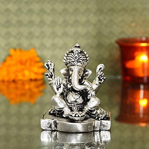 Webelkart Silver Plated Lord Ganesha,God of Luck & Success Diwali Gifts Home Decor (Size: 3.00")