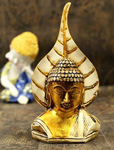 JaipurCrafts Golden and White Handcrafted Gautam Buddha Polyresin Showpiece (21.00 cm x 7.00 cm x 11.00 cm, White, Gold)