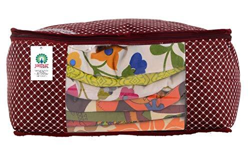 JaipurCrafts 12 Pieces Quilted Polka Dots Cotton Saree Cover Set, Maroon (40 x 30 x 20 cm)