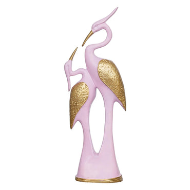 Webelkart Premium Good Luck Swan Pair of Kissing Duck Showpiece for Home and Office Decor - 35.56 cm (Polyresin) (Pink and Gold)