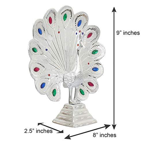 JaipurCrafts Premium Aluminium Meenakari Peacock Figurine Showpiece- 9 in