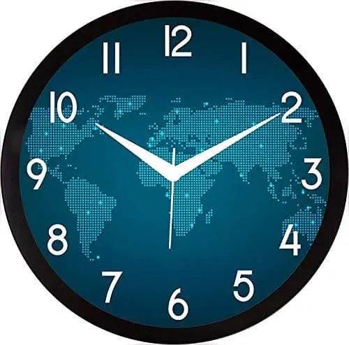 JaipurCrafts Plastic Wall Clock (Black and Blue, 2 X 12 X 12 Inch)