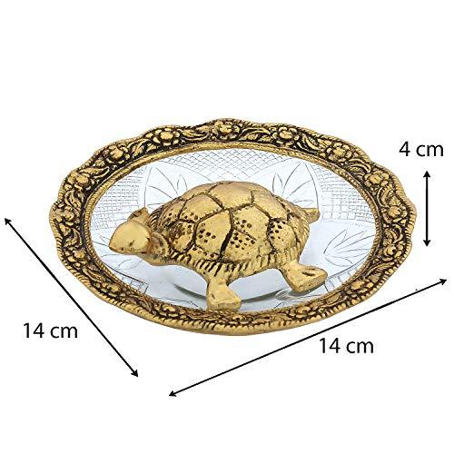 JaipurCrafts White Metal with Glass Plate Feng Shui Metal Tortoise,Turtle Plate Yantra Vastu Feng Sui, Vastu Yantra