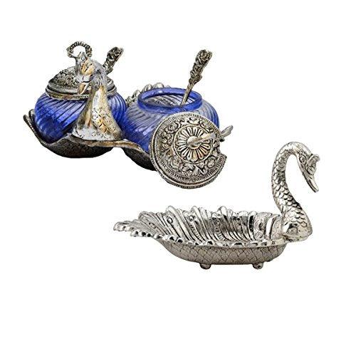 JaipurCrafts Combo of Crystal Mouth Freshner Container and Duck Dryfruit Tray