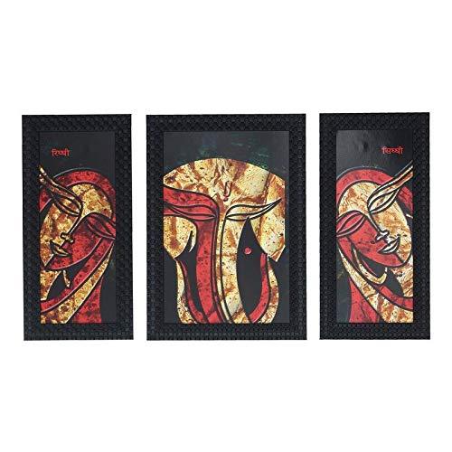 JaipurCrafts Lord Ganesha Set of 3 Large Framed UV Digital Reprint Painting (Wood, Synthetic, 36 cm x 61 cm)