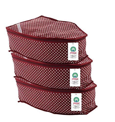 JaipurCrafts 3 Piece Quilted Cotton Polka Dots Print Blouse Cover Set, Maroon (39 cm x 27 cm x 20 cm)