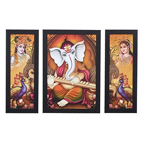 JaipurCrafts City View Set of 3 Large Framed UV Digital Reprint Painting (Wood, Synthetic, 36 cm x 61 cm)