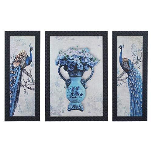 JaipurCrafts Flower Set of 3 Large Framed UV Digital Reprint Painting (Wood, Synthetic, 36 cm x 61 cm)