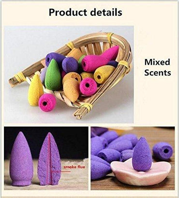 JaipurCrafts Backflow Plant Essential Oil and Fragrant Matrix Incense Cone Set (1 cm x 1 cm x 3)- Pack of 30