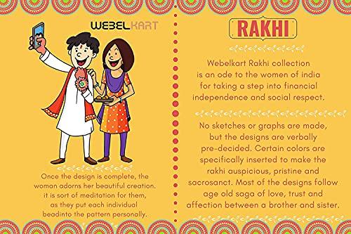 Webelkart Combo of 10 Metal Copper Multicolour Rakhi for Brother with Beautiful Rakshabandhan Greetings Card