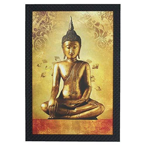 JaipurCrafts Gautam Buddha Large Framed UV Digital Reprint Painting (Wood, Synthetic, 36 cm x 51 cm)