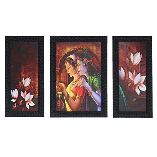 JaipurCrafts Lord Ganesha Set of 3 Large Framed UV Digital Reprint Painting (Wood, Synthetic, 36 cm x 61 cm)