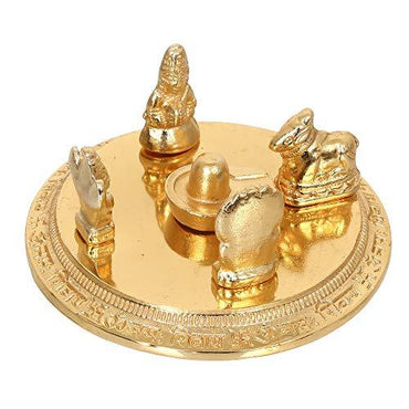 Webelkart Gold Plated Shiv Parivar with Shivling Shri Kartik Shri Ganesh and Shri Nandi