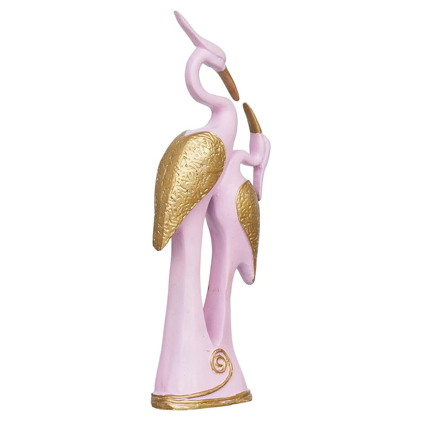 Webelkart Premium Good Luck Swan Pair of Kissing Duck Showpiece for Home and Office Decor - 35.56 cm (Polyresin) (Pink and Gold)