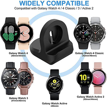 Zitel Charger Stand for Samsung Watch 4, Watch 3, Active 2, Silicone Charging Stand - Black