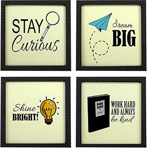 Webelkart Set of 4 Designer Motivational/Funny Quote Photo Frame for Wall, Office, Study Room Decoration Poster Framed Without Glass, Size - 10 x 10 INCH