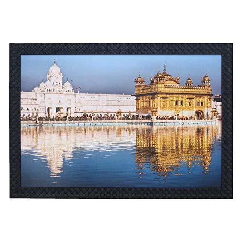 JaipurCrafts Golden Tample Large Framed UV Digital Reprint Painting (Wood, Synthetic, 36 cm x 51 cm)