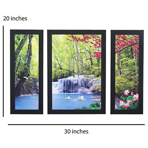 JaipurCrafts Flower Set of 3 Large Framed UV Digital Reprint Painting (Wood, Synthetic, 36 cm x 61 cm)