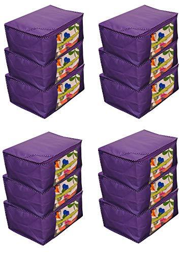 JaipurCrafts 12 Pieces Non Woven Saree Cover Set, Blue (45 x 35 x 21 cm)