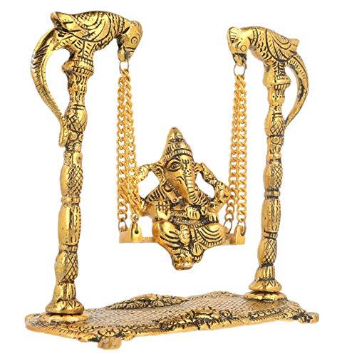 JaipurCrafts Premium Spiritual Lord Ganesha On Jhula Figurine of Lord Ganesh, White Metal Statue,Valuable Collectible feng Shui Gifts- 17 cm