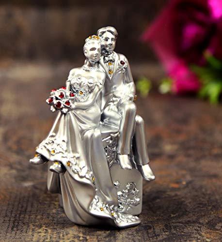 JaipurCrafts Resin Romantic Valentine Love Couple Statue, 12 CM, Silver, 1 Piece