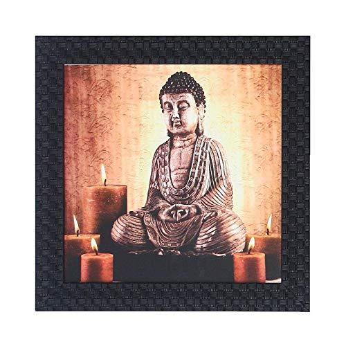 JaipurCrafts Gautam Buddha Framed UV Digital Reprint Painting (Wood, Synthetic, 26 cm x 26 cm)