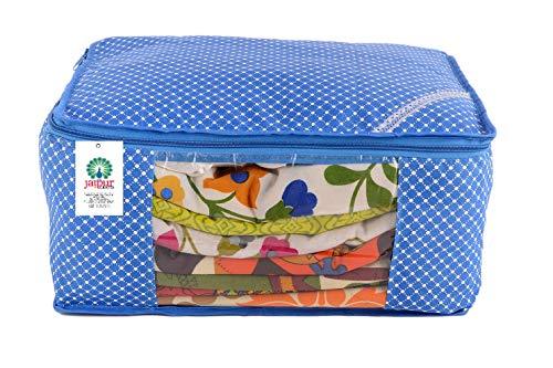 JaipurCrafts 12 Pieces Quilted Polka Dots Cotton Saree Cover Set, Blue (45 x 30 x 20 cm)