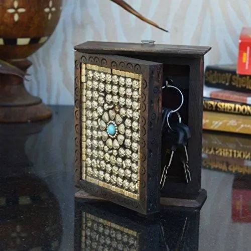 JaipurCrafts Decorative Premium Silver Flower Studded Key Holder