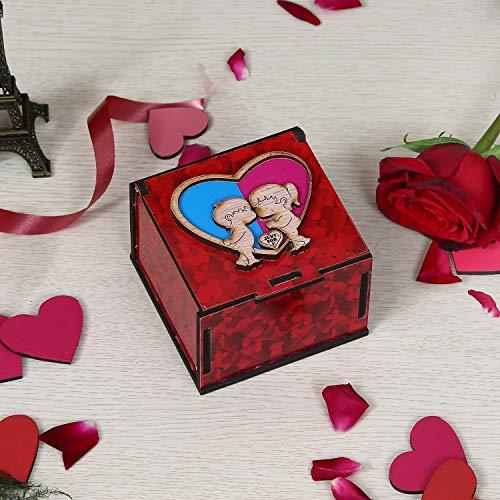 Webelkart Artificial Box (Red, 1 Wood Box With 8 Fold Greeting Card)