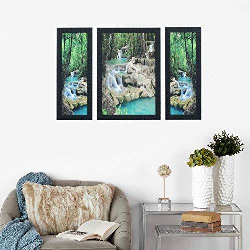 JaipurCrafts Flower Set of 3 Large Framed UV Digital Reprint Painting (Wood, Synthetic, 36 cm x 61 cm)