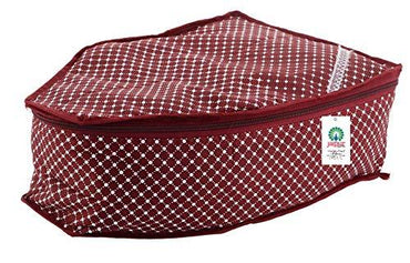 JaipurCrafts 4 Piece Quilted Cotton Polka Dots Print Blouse Cover Set, Maroon (39 cm x 27 cm x 20 cm)