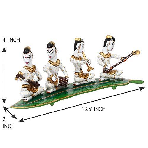 Webelkart Hand-Painted Rajasthani Musician Group Metal Figurine - 13.50 Inch x 4 Inch x 3 Inch (Metal, Multi-Color)