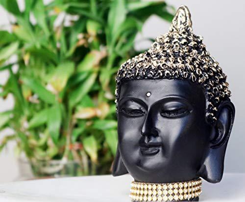 JaipurCrafts Polyresin Buddha Tealight Holder With Tray, 11.50 IN, Black, 1 Piece