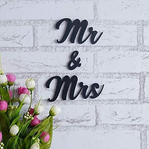 JaipurCrafts Designer Mr. & Mrs. MDF Cutout Ready to Hang Home Décor Wall Art -2.50" x 5", 2.50"x1.40", 2.50 x 6