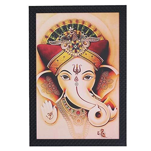 JaipurCrafts Lord Ganesha Large Framed UV Digital Reprint Painting (Wood, Synthetic, 36 cm x 51 cm)