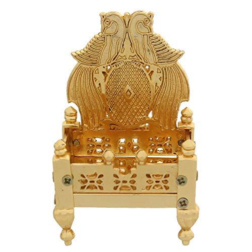 Webelkart Handcrafted Premium Gold Plated Metal Singhasan for Pooja, Religious Puja Gifts and Decor, Showpiece - (10 cm x 8 cm x 18 cm)