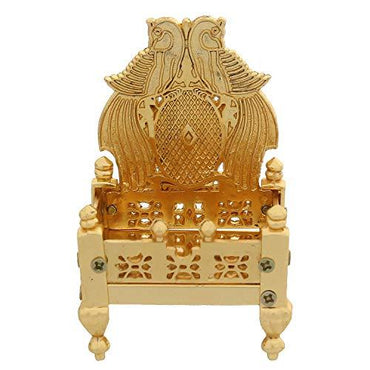 Webelkart Handcrafted Premium Gold Plated Metal Singhasan for Pooja, Religious Puja Gifts and Decor, Showpiece - (10 cm x 8 cm x 18 cm)
