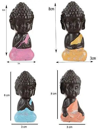 JaipurCrafts Set of 4 Child Monk Showpiece - 7.62 cm (Polyresin, Multicolor)