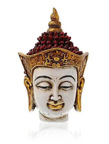 JaipurCrafts Golden and Red Handcrafted Gautam Buddha Polyresin Showpiece (17 cm x 10.40 cm x 12.70 cm, Black)