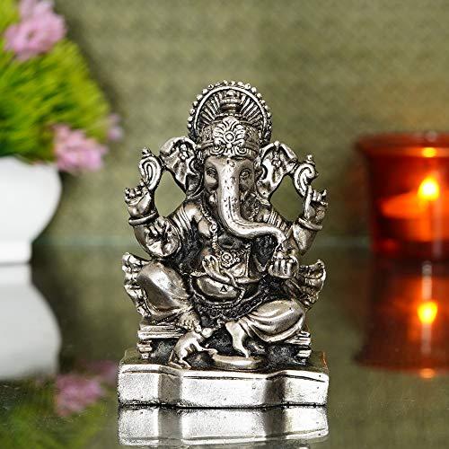 Webelkart Silver Plated Lord Ganesha,God of Luck & Success Diwali Gifts Home Decor (Size: 4.00")