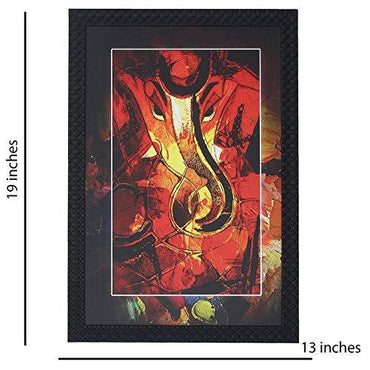 JaipurCrafts Lord Ganesha Large Framed UV Digital Reprint Painting (Wood, Synthetic, 36 cm x 51 cm)