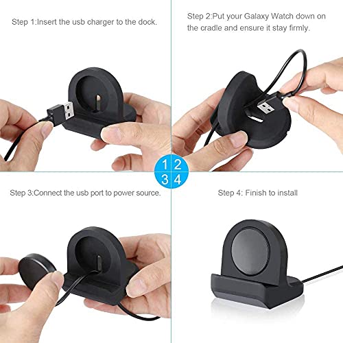 Zitel Charger Stand for Samsung Watch 4, Watch 3, Active 2, Silicone Charging Stand - Black