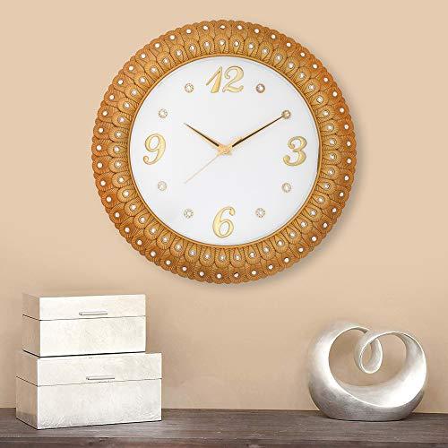JaipurCrafts Plastic Wall Clock (38 x 34 x 5.08 cm, Gold)