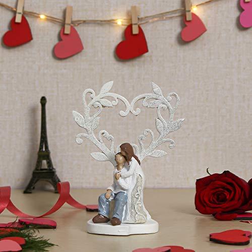 Webelkart Ceramic Romantic Valentine Love Couple Sitting Statue Showpiece, 16cm, White, 1 Piece