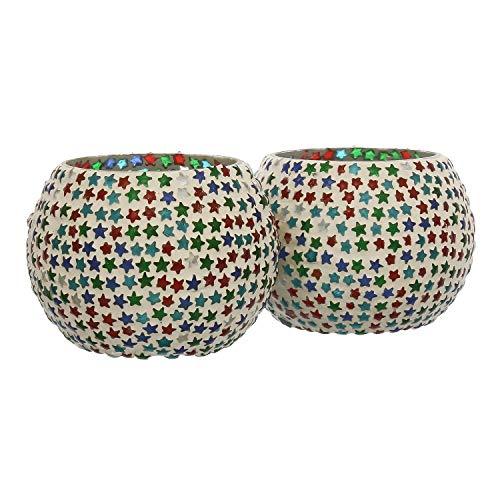 Webelkart Glass Tealight Votive Candle Holder With Tea Light Candles, Pack of 2