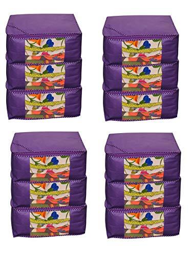JaipurCrafts 12 Pieces Non Woven Saree Cover Set, Blue (45 x 35 x 21 cm)