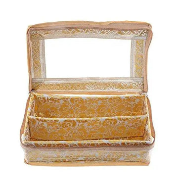 JaipurCrafts Golden Bangle Box Two Roll in Brocade (Golden)
