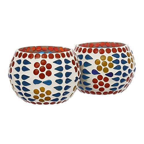 Webelkart Glass Tealight Votive Candle Holder With Tea Light Candles, Pack of 2