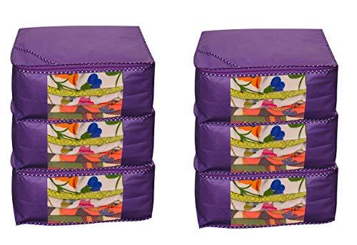 JaipurCrafts 6 Pieces Non Woven Saree Cover Set, Blue (45 x 35 x 21 cm)