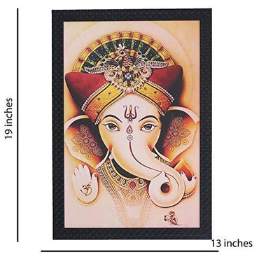 JaipurCrafts Lord Ganesha Large Framed UV Digital Reprint Painting (Wood, Synthetic, 36 cm x 51 cm)